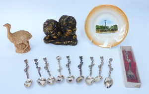 Lot 179 - Group lot of Australiana inc Carved Resin Aboriginal bust 9 5cm H, Em