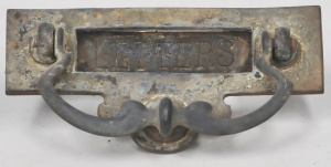 Lot 182 - Late Victorian door knocker and letter slot 19 5cm W