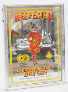 Lot 188 - Framed vintage Beefeater Gin advertising mirror (af) 40cm H x 30cm W