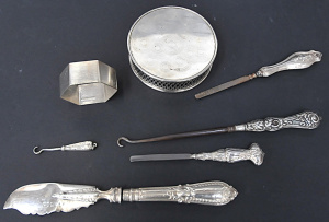 Lot 192 - Group Lot of Hallmarked & Continental Silver inc Butter knife, But