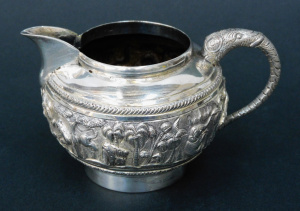 Lot 200 - Vintage Indian Silver Repousse fauna & floral band & elephant