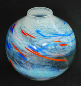 Lot 217 - Signed Britannia Creek Australian Art Glass Bowl - Clear with white, r