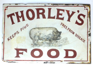 Lot 223 - Vintage Thornleys Food Enamel Tin sign - restoration sighted approx 20
