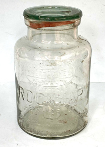 Lot 229 - 1920s half gallon embossed glass Sweetachres Rock Jar - James Stedman