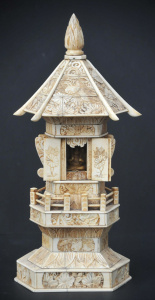 Lot 230 - Vintage Oriental non composite Shrine - heavily carved decoration - pa