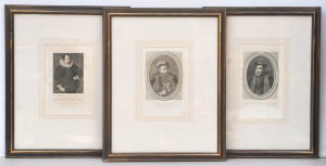 3 x framed Original 18th Century Engravings - Prominent Englishmen - Thomas Radc