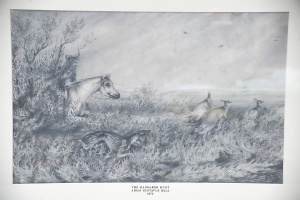 Adam Gustavus Ball (1821 - 1882) Framed Charcoal Drawing - The Kangaroo Hunt - S