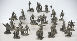 Large Group of Heavy Pewter figures inc 12 piece set - The People of Colonial Au