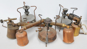 Lot 25 - Lot of Vintage Brass Tools incl Primus Swedish Stove, 3 x Hand Pump Spr