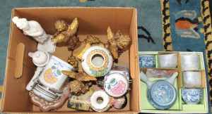 Lot 37 - 2 x Boxes Mixed Ceramics & other Items incl Jars, Cherub Figures, O