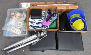 Lot 40 - Lge mixed lot inc Velbon Studio Pro Model-AG tripod, artificial Christm