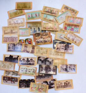 Lot 43 - Large group lot of vintage Stereoscope Slides inc Buildings & Inter