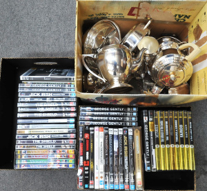 Lot 54 - Mixed group with box of EPNS inc Art Deco Mecworth coffee pot etc, 2 bo