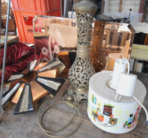 Lot 57 - Lot Mixed Items incl Vintage Ammo Box, Assorted Tools, Boxed Rotary Las