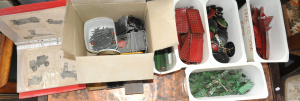 Lot 94 - Group Lot of Vintage MECCANO Items & Ephemera incl 5 x Small Tubs o