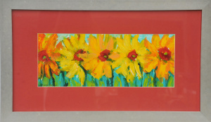 Lot 98 - Anna Blatman (Active c1990 - 2020s) Framed Oil Painting - Sunflowers -