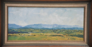 Lot 100 - G Saunders (Active c1980s) Framed Oil Painting - Paddocks & Hills