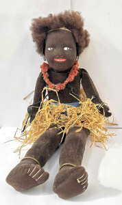 Lot 126 - 1950s felt Islander doll with bangles, grass skirt etc - 40cms L