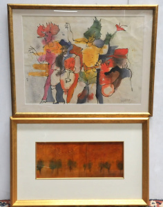 Lot 135 - 2 x Gilt framed Modernist Pictures - Darren Harris Oil Painting 'Heat