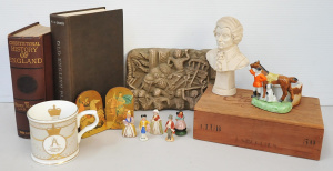 Lot 139 - Mixed group inc Indian sandstone relief panel depicting war elephant a