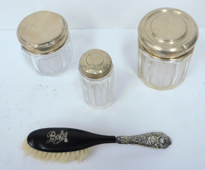 Lot 168 - 4 pces Hallmarked Sterling Silver inc Bham c1908 SS & ebony babies