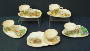 Lot 184 - Group of 5 vintage Royal Winton Grimwades tennis sets inc 4 x Red Roof