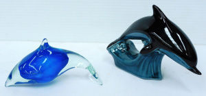 Lot 210 - 2 Dolphin paperweights inc ceramic (Poole, England - 17cm L) and hand