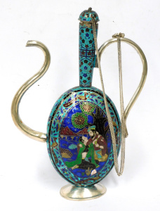 Lot 216 - Vintage Eastern Enamelled white metal decorative Coffee pot - classica