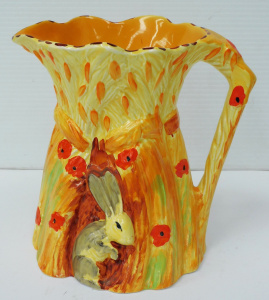 Lot 219 - Vintage Hand painted English Burleigh Ware Harvest Rabbit Jug 19cm H