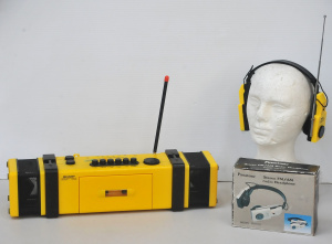 2 x pieces Bright Yellow Retro Audio - Sharp Stereo Radio cassette Recorder w si