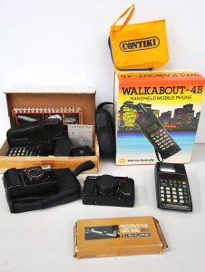 Group lot Cameras, Phones & Calculators inc c1987 Boxed Telecom Walkabout -