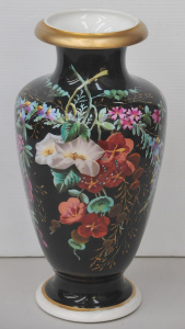 Large Victorian Coninental Porcelain Vase - Stunning handpainted Floral design,