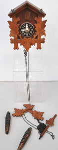 Vintage wooden Cuckoo Clock with weights & Cuckoo - Clock 23cm H