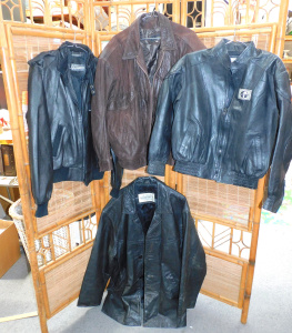 Lot 10 - 4 Gents leather jackets inc 3 hip cut by Genting Theme Park (L), Di's F