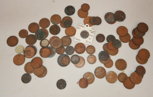 Lot 38 - Group of vintage coins, medallions, and store tokens inc store tokens f