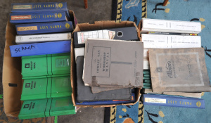 Lot 64 - Large lot of 3 boxes of vintage maintenance &repair manuals, parts