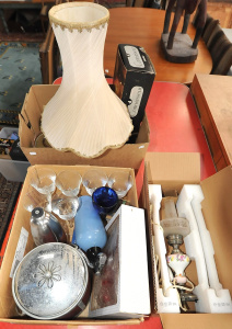 Lot 75 - 2 Boxes Plus boxed Lamp inc Ian Rowe Aust Pottery set 4 Graduating cann