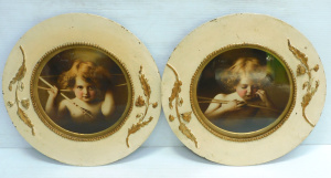 Lot 88 - Pair vintage Cupid Awake & Cupid Asleep Classical Prints - in paint