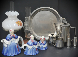 Lot 97 - Mixed lot inc vintage Woods Little of Lady tea set, 2 vintage kerosene