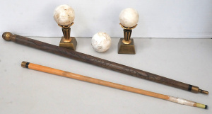 Lot 119 - Group lot - Unusual carved convertible pool cuewalking stick with bras