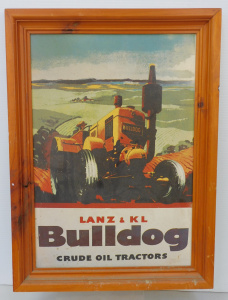 Lot 121 - Framed Reproduction Tin sign for Lanz & KL Bulldog Crude oil Tract