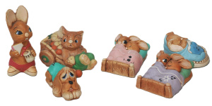 Lot 128 - Group lot - 1950s English Pendelfin ceramic Figures - Muncher, Twins,