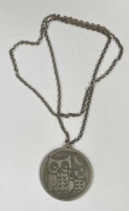 Lot 174 - Jorgen Jensen c1960's round Pewter Owl pendant on chain