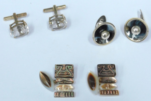 Lot 176 - 3 x pairs Vintage Mens Cufflinks - John Lauritzen Danish Sterling Silv