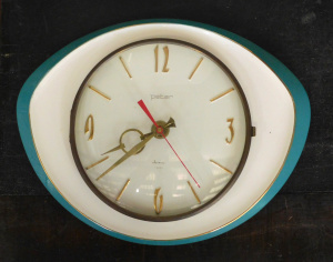 Lot 201 - Art Deco German ceramic and brass Peter wall clock 26cm W