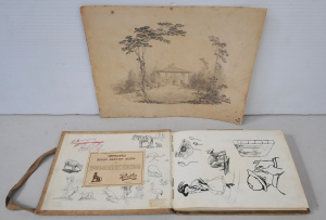 Lot 206 - Artist Unknown - Vintage c1900 Sketch Book & Contents + Unframed l