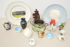 Mixed Group lot - Mosty Miniatures inc Cloinsonne Vase 10cm H, Ruby glass Vase