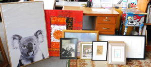 Lot 18 - Group lot - Framed Prints & Large Decorative Abstract Oil Painting