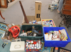 Lot 23 - 5 x Boxes of Mixed Hardware, Tools & Artist Supplies incl Electric