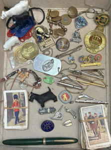 Lot 32 - Grp - cigarette cards, 1956 Olympics badge, badges, cufflinks, tie bars